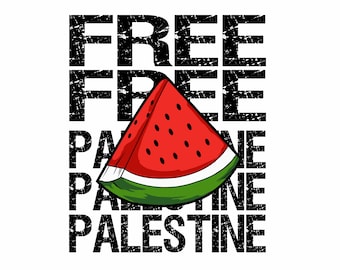 Watermelon Palestine PNG: Distressed Clipart (Digital Download)