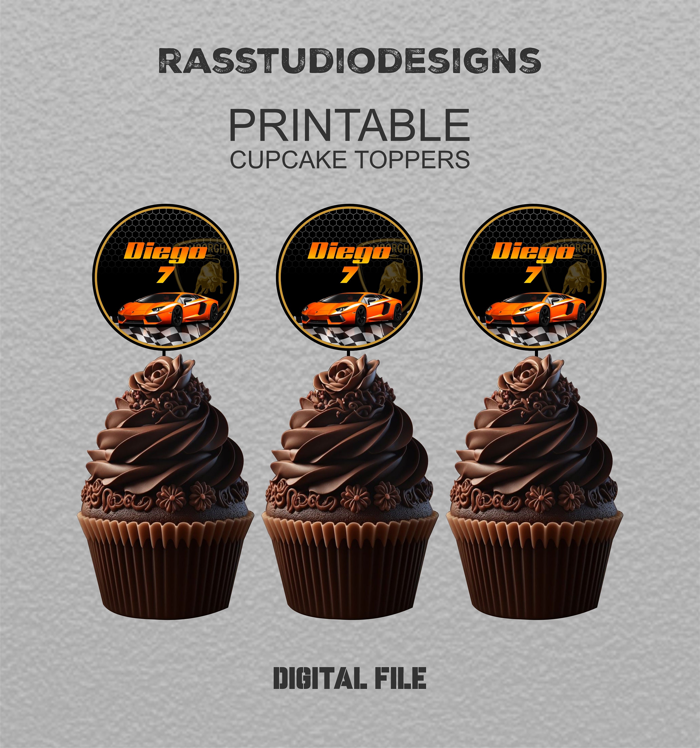 Lamborghini Car Cupcakes Toppers | Lamborghini Cupcake Toppers Birthday ...