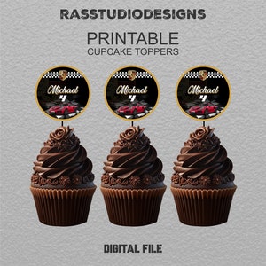 PORSCHE Cupcakes toppers | Porsche Cupcake Toppers Birthday FREE Additional For Your NAME!! and Easy To Print, car birthday