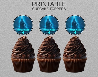 Godzilla vs Kong Cupcake Toppers: Personligt födelsedagskalas (digital nedladdning)