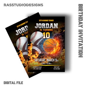 Sport Thema Flyer, Sport Geburtstag druckbare Einladung, Sport-Einladung, Sport-Geburtstagsfeier, all-star Sport, ALL STAR SPORTS Einladung