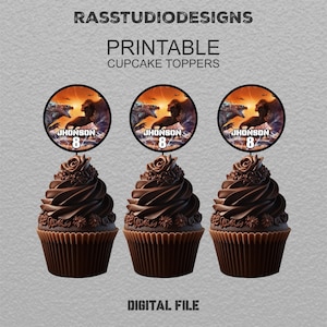 Godzilla vs Kong Cupcakes toppers | Godzilla vs kong Cupcake Toppers Birthday FREE Additional For Your NAME!! and Easy To Print