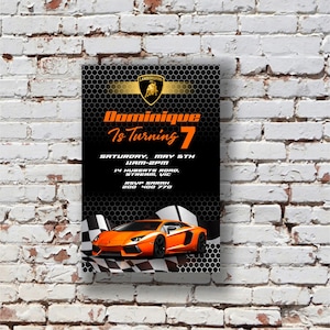 Lamborghini Cars Lustige Geburtstagseinladung, Rennauto-Geburtstagsfeier, Rennauto-Einladung