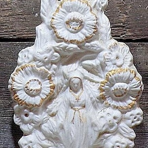 Französisches Religiöses Vintage Porzellan Weihwasserbecken (S844)
