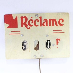French Vintage Grocery Store Francs Price Sign / Tag 1970s (t23)