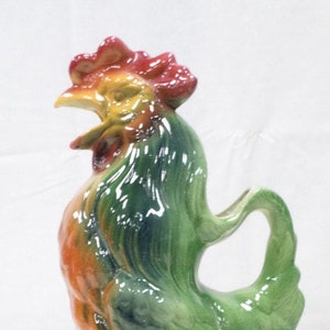 Vintage French Barbotine Saint Clement medium size rooster pitcher (W458)