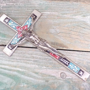 French Religious Micro Mosaic Crucifix s127