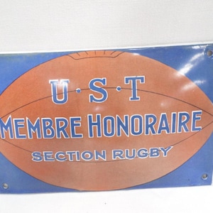 French Vintage Enamel Sign Rugby Sport Club (W911)