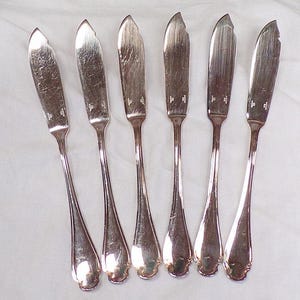 Set of 6 Christofle Pompadour Vintage French Silver Plated Fish Knives (T891)
