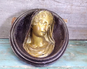 Vintage French Plaster Religious Statue Virgin Mary r111