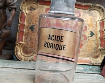French Antique Apothecary Pharmacy Medicine Bottle Jar "Acide Borique" (x393)