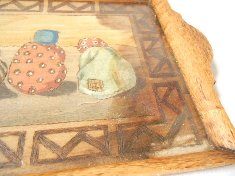 French Vintage Pyrography Children Wooden Tray (A926) - Etsy