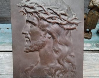 French Religious Bronze Jesus Christ Heavy frame signed N Lhoste (x225)