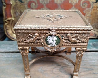 Französische Vintage Messing Schmuckschatulle (x398)