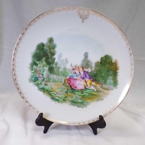 French Antique Limoges Hand painted Scene Galante Porcelain Haviland Collectible Plate H&C L circa 1876 s306