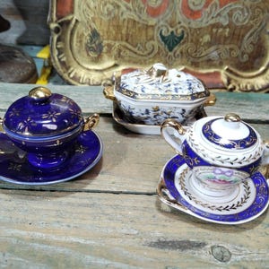 Miniature  Porcelain Doll House 3 pieces Soup Tureen (x443)