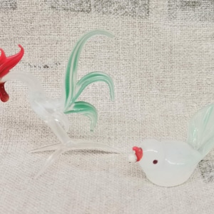 Lot of 2 Hand Made Glass Bird Figurines (H080)