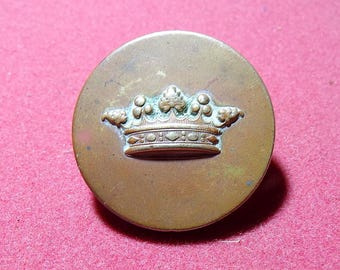 Französischer antiker Kupferknopf ""Bouton de Livré"" mit Grafenkrone markiert CH." Denis 1800 s707