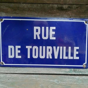 Letrero de calle de metal auténtico vintage francés Rue de Tourville x60