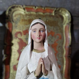 Französische religiöse antike Gipsstatue Jungfrau Maria x438