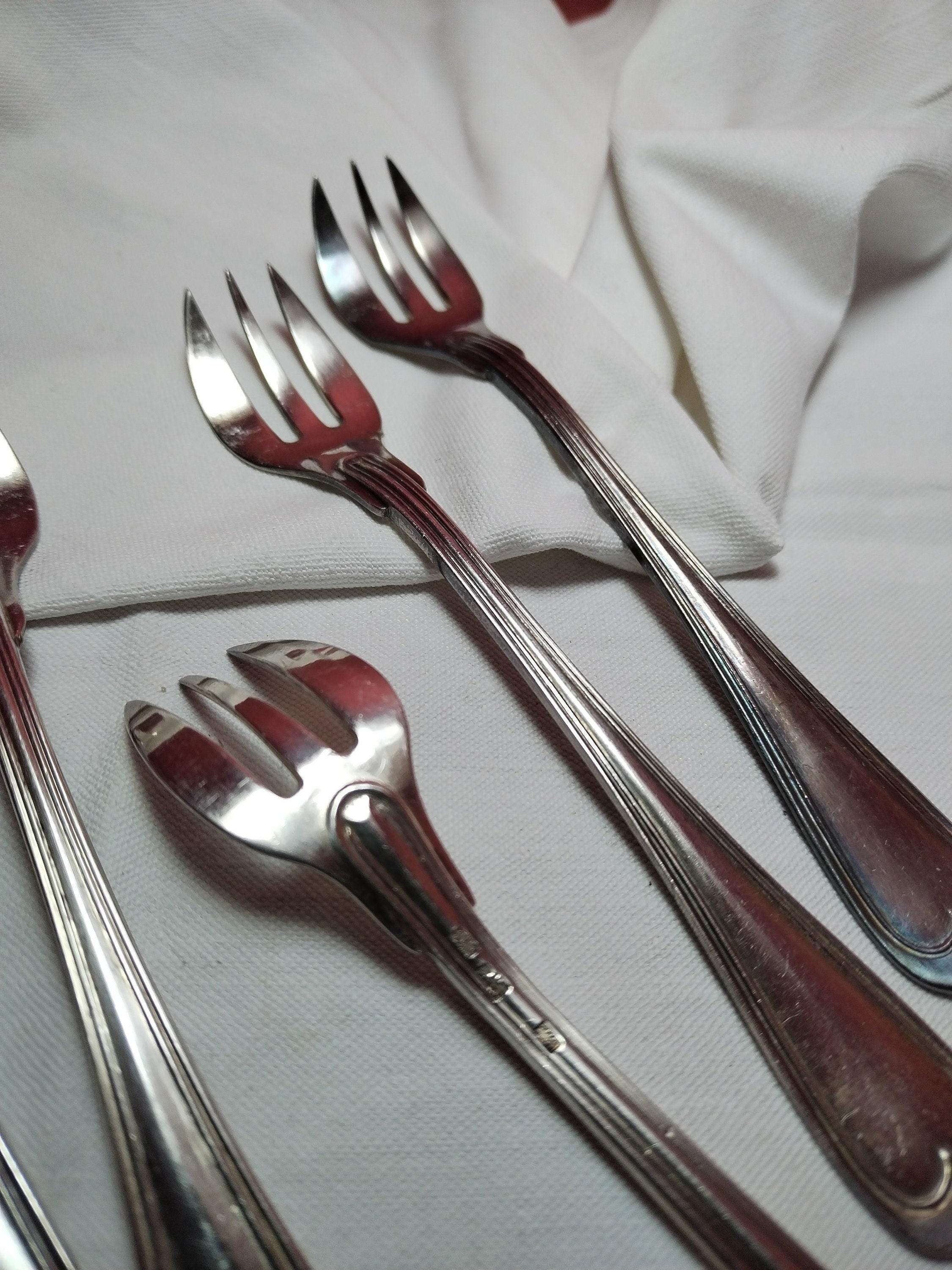 French Vintage Silver Plated Oyster Filet Forks Marked 