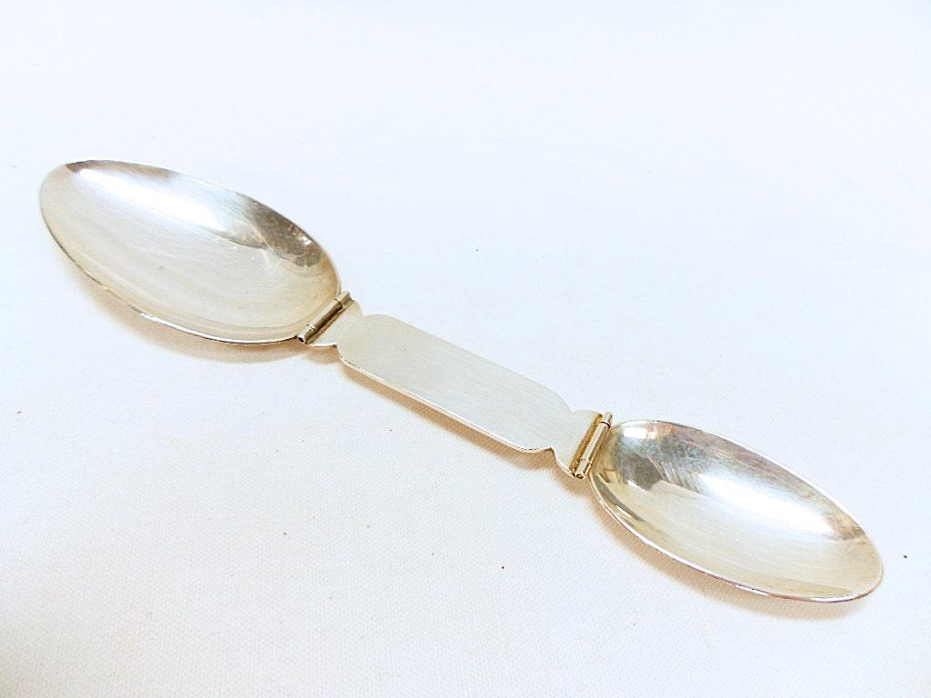 Cuillère Décorative Mexique - Jade Sculpté, Argent Sterling 925 - Vintage, Retro 1935-50