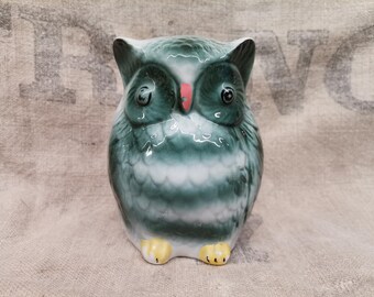 ヴィンテージのユニークなガラス張りのフクロウの貯金箱 - Etsy 日本