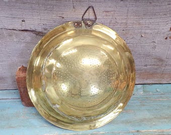 Passoire pour écumoire en laiton antique, vers 1880, t958, France