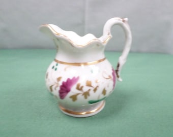 French Antique Hand Painted Floral Porcelain Creamer  (V222)