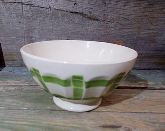 Cuenco francés vintage tamaño king geométrico verde para café con leche s885