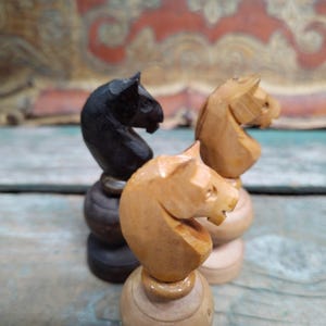 French Antique Small Horse Board Game hand carved set of 4 (x408)