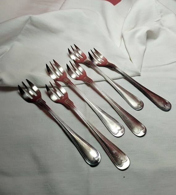 French Vintage Silver Plated Oyster Filet Forks Marked 
