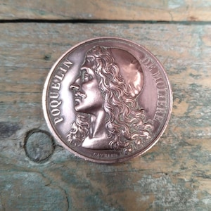 French Vintage Bronze Medal of Molière signed Gayrard 1816 (x200)