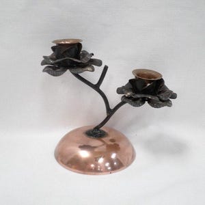 Copper & Tin Candle Holder French Vintage v355
