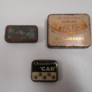Lot of 3 French Vintage Metal Tin Boxes (W597)