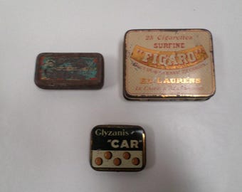 Lote de 3 cajas metálicas antiguas francesas (W597)