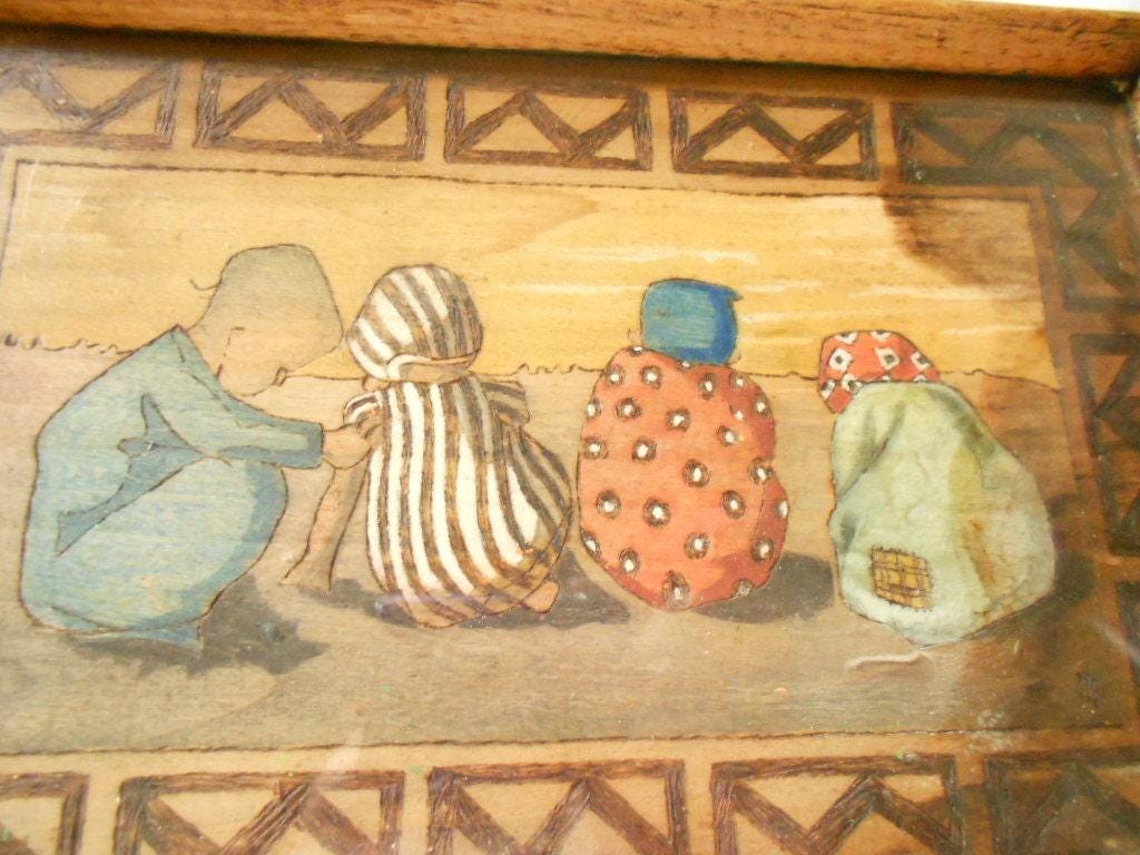 French Vintage Pyrography Children Wooden Tray (A926) - Etsy