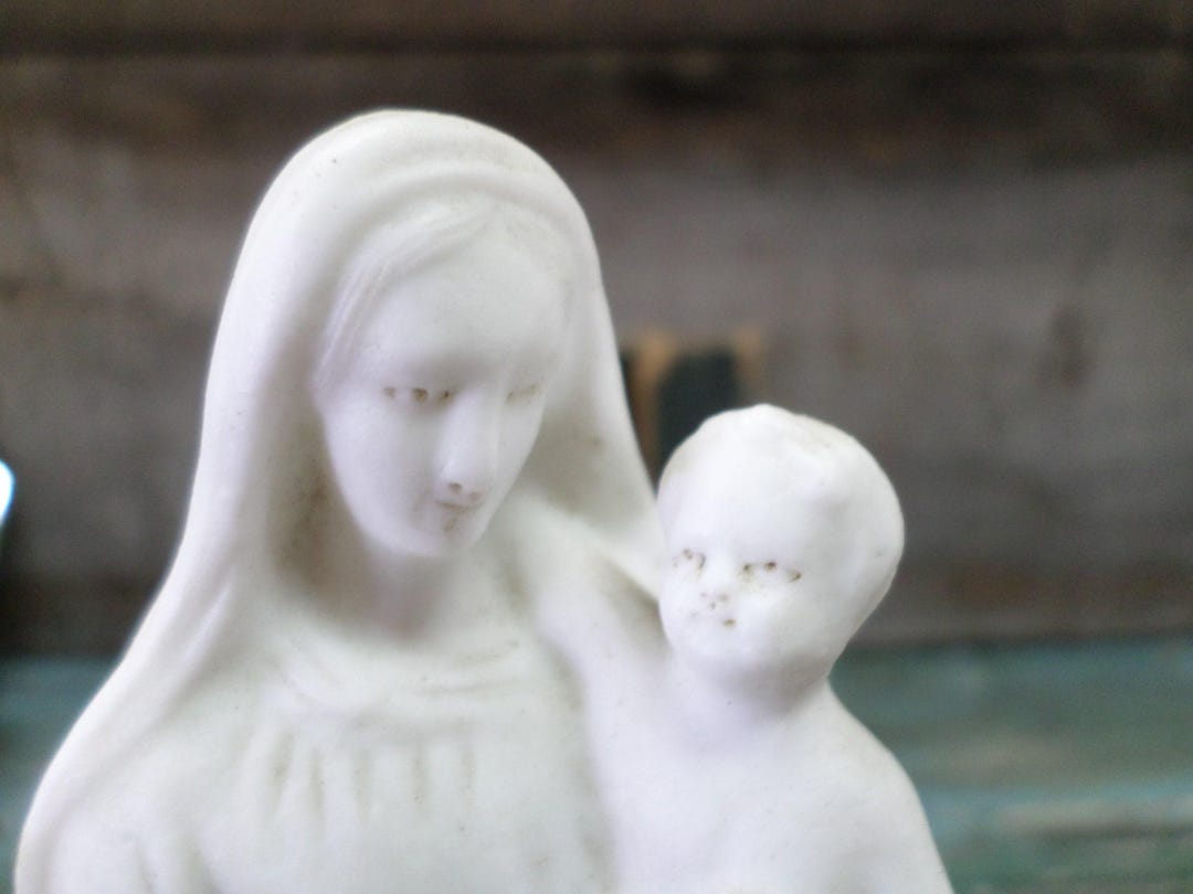 French Antique Virgin Mary and Baby Jesus Porcelain Bisque Biscuit ...