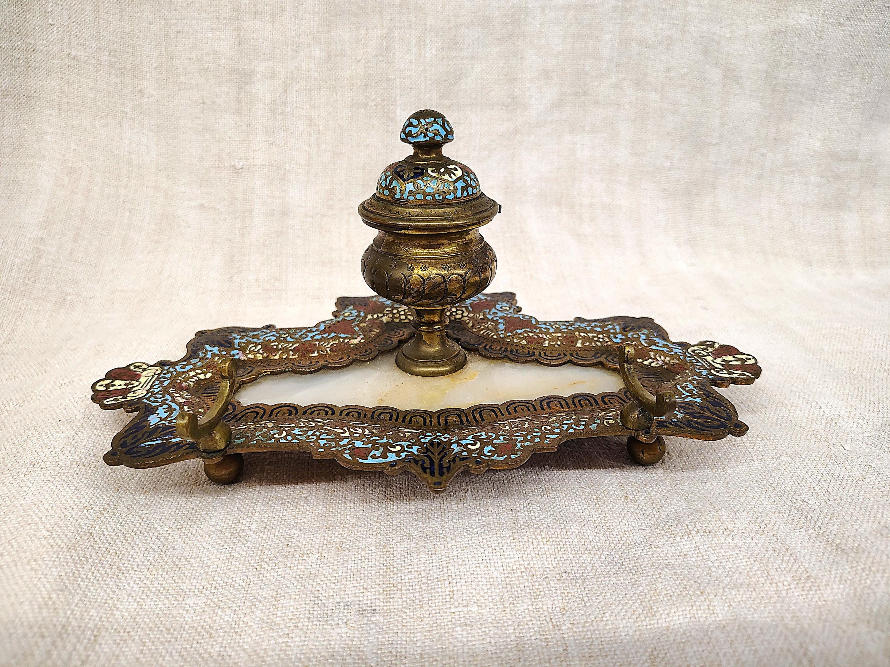 French Enameled Inkwell - Etsy