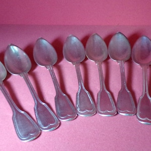 Set of 7 Christofle Filet Pattern Vintage French Silver Plated Soup Spoon  (S688)