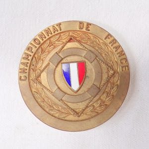 Vintage French Gilt Bronze Sport Medal Championnat de France s149