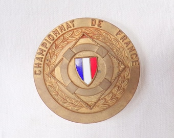 Vintage French Gilt Bronze Sport Medal Championnat de France s149