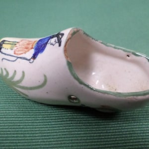 Tamanco de faiança de cerâmica pintado à mão Henriot Quimper francês vintage (W535)