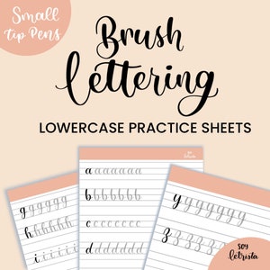 Feuilles de calligraphie moderne en minuscules / Feuilles d'exercices pour le lettrage au pinceau / Feuilles d'exercices pour le lettrage // Lettrage pour débutants