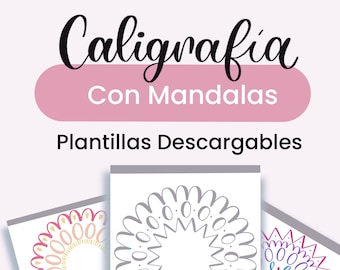Calligraphy Practice Sheets with Mandala Art (Digital Download)