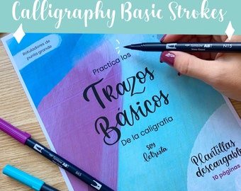 Trazos Básicos de Lettering para principiantes / Begginer Lettering worksheets / Trazos básicos caligrafía moderna con brush Pen