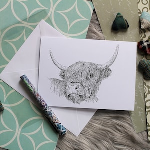 Highland Kuh / Grußkarte / Kunstkarte / Heilean&#39; Coo / Schottische Tiere / Schottland / Natur