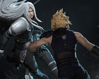 Figure Sephiroth vs Cloud Strife / Kit d’impression 3D non peint / Figure Sephirot / Figure Cloud Strife / Figure Final Fantasy VII