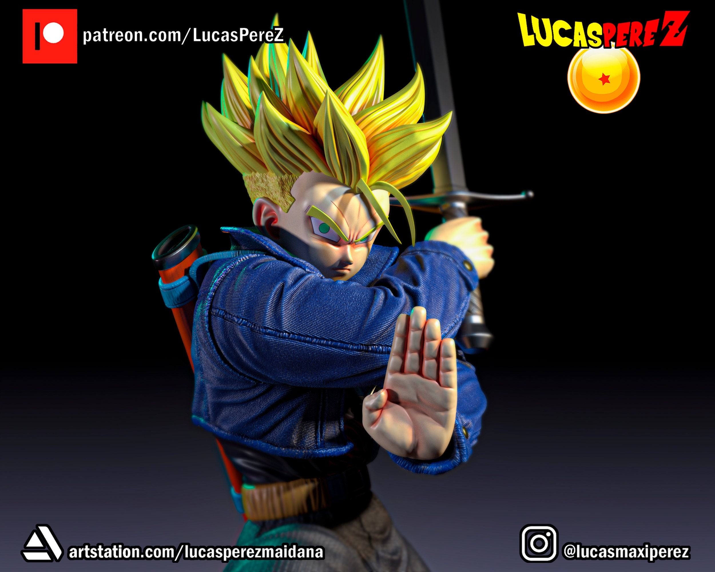 Trunks Future ssj Blue  Personajes de dragon ball, Muñecas de