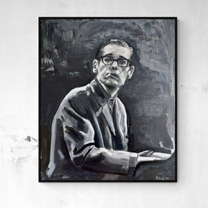 Original Bill Evans art oilpainting on canvas, custom painting from photo, portrait on canvas, unique handmade wall art, unique gift for him